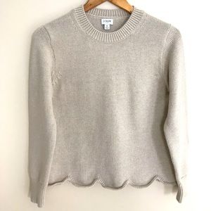 J. Crew | Scalloped Hem Crew-Neck Sweater | Tan | Size: Medium